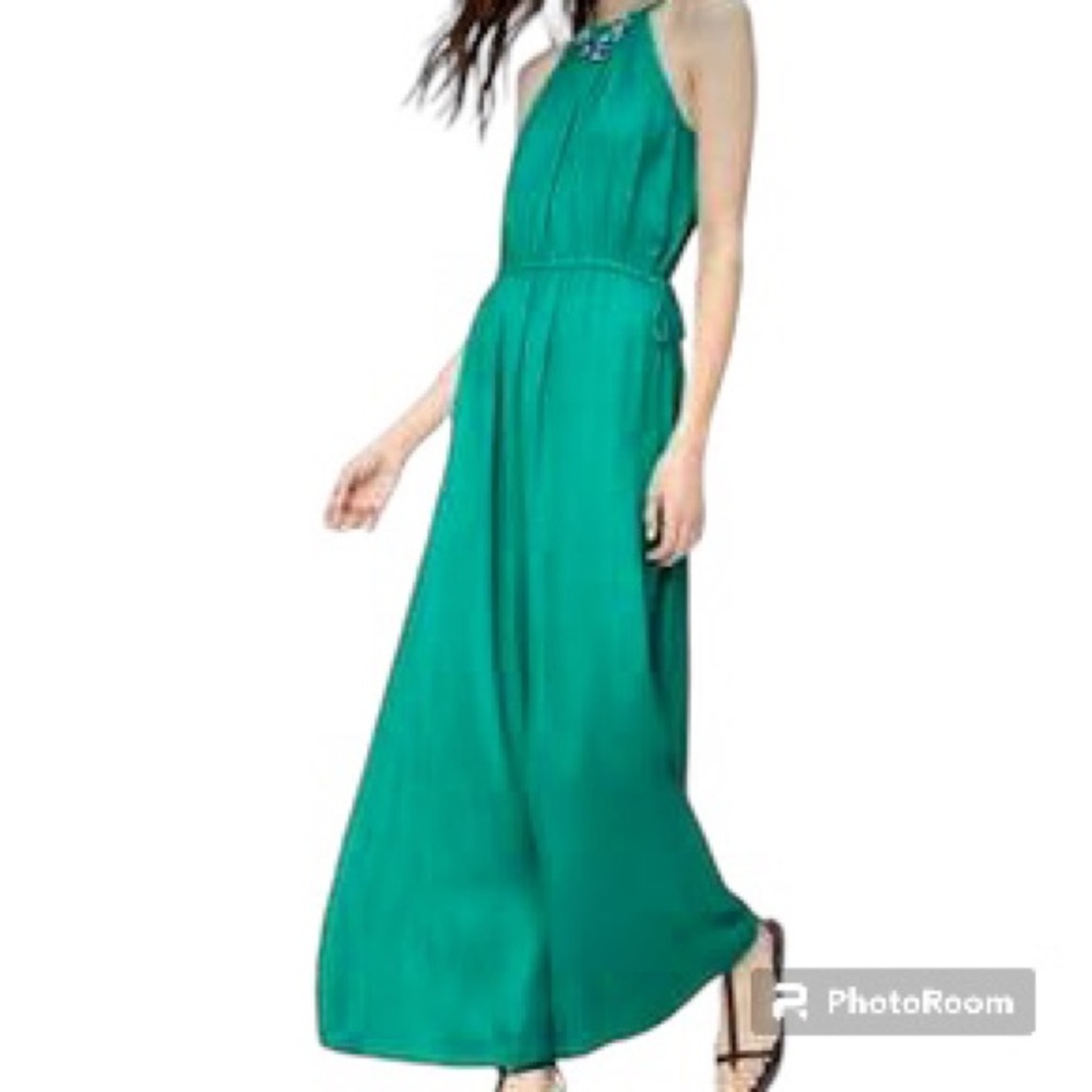 Loft Seafoam Green Satin Gown